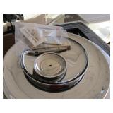 Lot - various platters and plates (some silver plate), Silver plate coffee service, and more