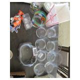 Lot - Various glass ware, Snoopy glasses, 8 elk etched high ball glasses and more