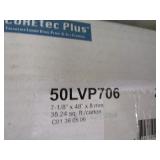 Open box of grey hardwood look flooring