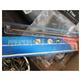 Lot - box of hinges, long drill bit and more