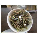 Lot - box of hinges, long drill bit and more