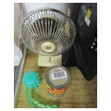 Lot - Miscellaneous items : personal fan, grill paint, massager roller, 3 door sweeps