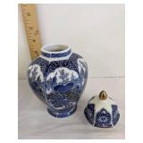 (2) Vintage Imperial peacock 1983 Arnart imports Japanese ginger jar & trinket dish