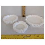 Vintage milk glass stacking ashtray set
