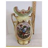 Large England strasburg ware mantel vase 13" T