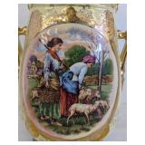 Large England strasburg ware mantel vase 13" T