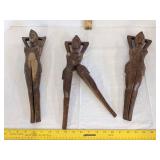 (3) Vintage wooden naughty nelly nutcracker