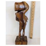 (2) Carved wooden statue 15" T