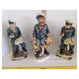 (2) UCGC sea captain w/pipe & map figurine & Sea captain statue Yamakuni China hand craft japan