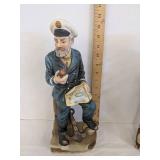 (2) UCGC sea captain w/pipe & map figurine & Sea captain statue Yamakuni China hand craft japan