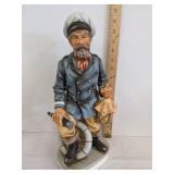 (2) UCGC sea captain w/pipe & map figurine & Sea captain statue Yamakuni China hand craft japan