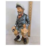 (2) UCGC sea captain w/pipe & map figurine & Sea captain statue Yamakuni China hand craft japan
