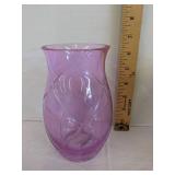 Vintage arnels pottery 10" ceramic jar & etched glass flower vase