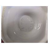 Vintage arnels pottery 10" ceramic jar & etched glass flower vase