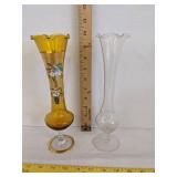 (2) Vintage glass bud vase