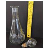 Glass decanter 12" T & Vintage apothecary jar 11" T