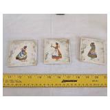 (3) Vintage figurines & (3) home decor coasters