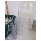 Plastic plates, cups, pitcher, bowls & more