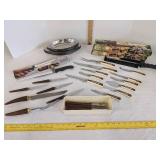 Knife sets & metal oval serving platter