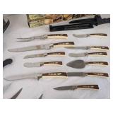 Knife sets & metal oval serving platter