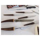 Knife sets & metal oval serving platter