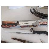 Knife sets & metal oval serving platter