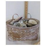 Wicker basket w/various sea shells