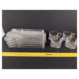 (4) Vintage glass vanity tray w/cups