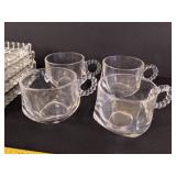 (4) Vintage glass vanity tray w/cups
