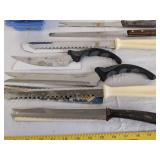 Various knives & (2) ice trays