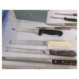 Various knives & (2) ice trays