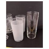 Various clear drinking glasses