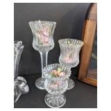 Candle holders, small oil lamp & small mirror