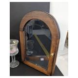 Candle holders, small oil lamp & small mirror