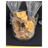 Candle holders, small oil lamp & small mirror