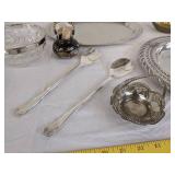 (2) Crystal bowls w/metal rim, metal plates, metal baskets & more