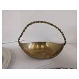 (2) Crystal bowls w/metal rim, metal plates, metal baskets & more