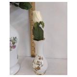 (2) Faux flowers w/vases