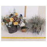 (3) Planters w/faux flowers