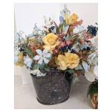 (3) Planters w/faux flowers