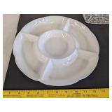 (3) Glass clear plates & round serving tray