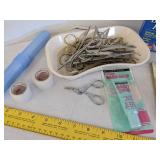 Large lot of scissors, nail clippers/sander, med tape & more