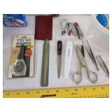 Large lot of scissors, nail clippers/sander, med tape & more
