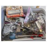 Kitchen utensils, busboy tote & burger press