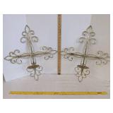 (2) Metal cross candle holders