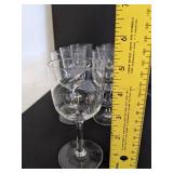 Matching etched stemware glasses