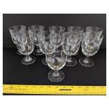 Matching etched stemware glasses