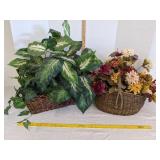 Wicker basket w/faux flowers