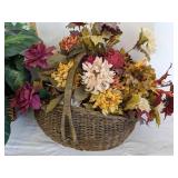 Wicker basket w/faux flowers