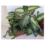 Wicker basket w/faux flowers